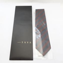 ◆◆ 銀座田屋 ネクタイ　　シルク100％ ネイビー x レッド x ブラウン Sランク