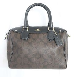 ◆◆ COACH コーチ 2WAYバッグ　ミニボストン F58312 ブラウン x ブラック 一部地域を除き送料無料 Aランク