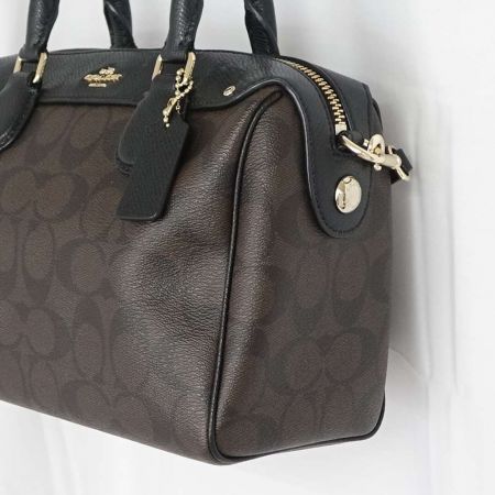  COACH コーチ 2WAYバッグ　ミニボストン F58312 ブラウン x ブラック 一部地域を除き送料無料