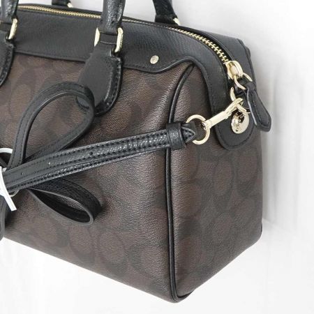  COACH コーチ 2WAYバッグ　ミニボストン F58312 ブラウン x ブラック 一部地域を除き送料無料