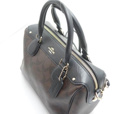  COACH コーチ 2WAYバッグ　ミニボストン F58312 ブラウン x ブラック 一部地域を除き送料無料