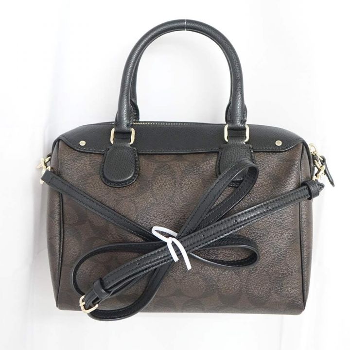 COACH コーチ 2WAYバッグ ミニボストン F58312 ブラウン x ブラック 一