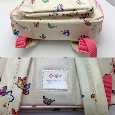  Cath Kidston キャスキッドソン 蝶柄　リュック　バックパック ホワイト/蝶柄 x ピンク 一部地域を除き送料無料