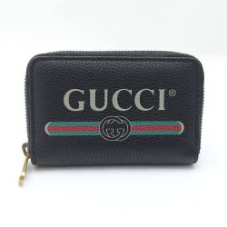 ◆◆ GUCCI グッチ ロゴプリント　コインケース　カードケース 496319 493075 ブラック Bランク
