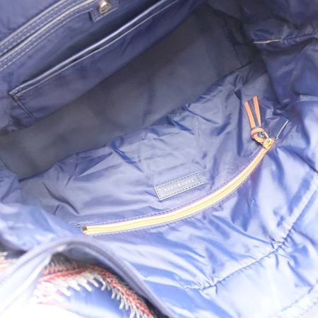  TORY BURCH トリーバーチ 刺繍柄　トートバッグ ネイビー x レッド