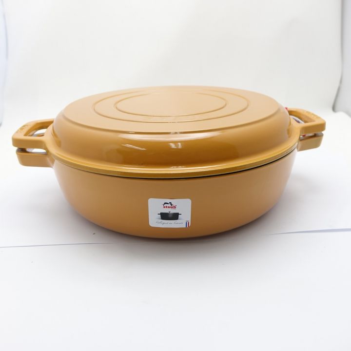 STAUB ストウブ Sukiyaki ＆ グリルパン 26cm マスタード 一部地域を除き送料無料｜中古｜なんでもリサイクルビッグバン