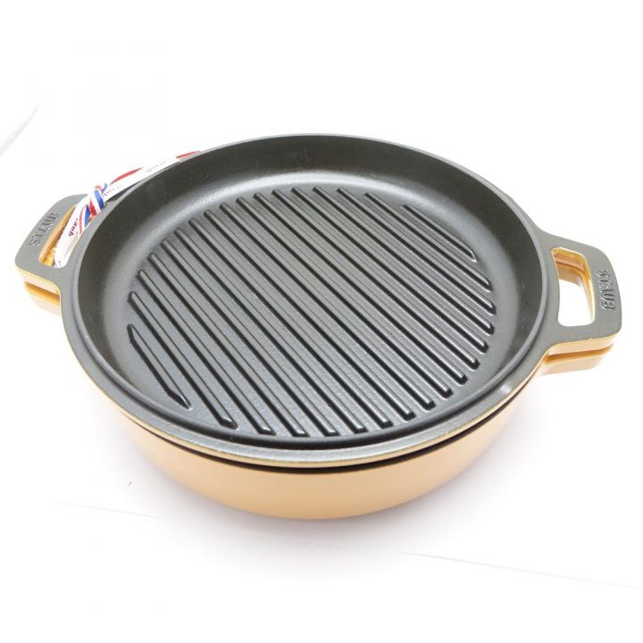 STAUB ストウブ Sukiyaki ＆ グリルパン 26cm マスタード 一部地域を除き送料無料｜中古｜なんでもリサイクルビッグバン