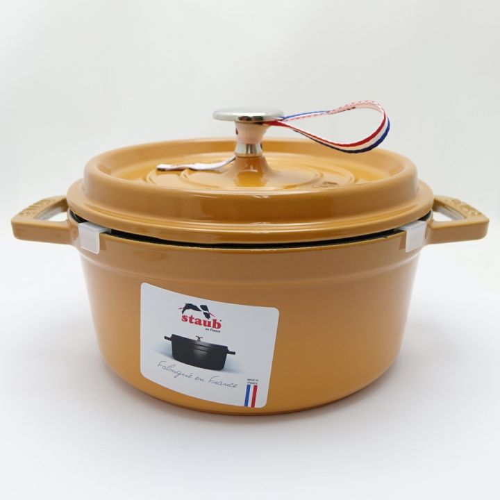 STAUB ストウブ ピコ・ココットラウンド 18cm 1.7L マスタード 一部地域を除き送料無料｜中古｜なんでもリサイクルビッグバン