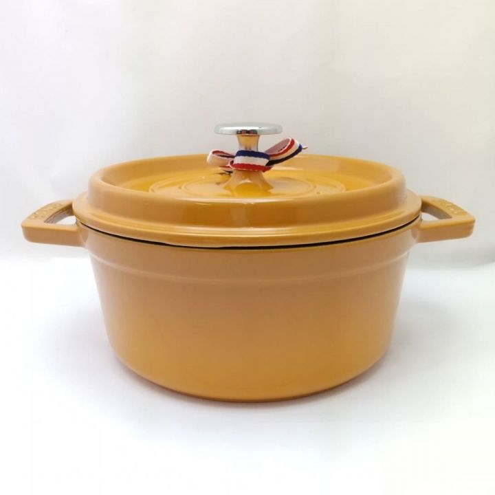 STAUB ストウブ ピコ・ココットラウンド 18cm 1.7L 箱無し 鍋 マスタード 【一部地域を除き送料無料】｜中古｜なんでもリサイクルビッグバン