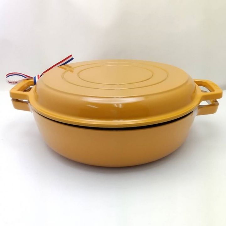 STAUB ストウブ Sukiyaki ＆ グリルパン 26cm 3.3L マスタード 【一部地域を除き送料無料】｜中古｜なんでもリサイクルビッグバン