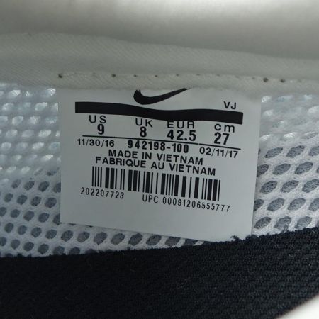  NIKE ナイキ SOCKDARK　スニーカー　27.0cm 942198-100 ブラック×ホワイト x ホワイト 一部地域を除き送料無料