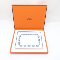 ◆◆ HERMES エルメス シェーヌダングル　スクエアプレート　箱付 Aランク