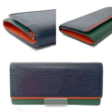  LOUIS VUITTON ルイヴィトン ポルトフォイユ フロール　エピ　イニシャル入 M60363 ネイビー×グリーン x グリーン