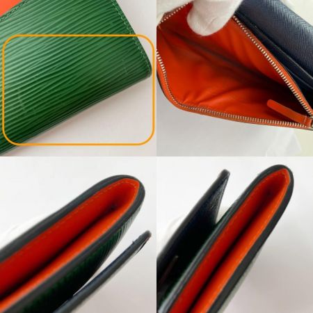  LOUIS VUITTON ルイヴィトン ポルトフォイユ フロール　エピ　イニシャル入 M60363 ネイビー×グリーン x グリーン
