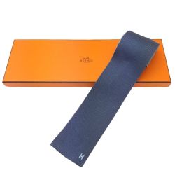 ◆◆ HERMES エルメス ネクタイ ウールネクタイ ブルー 【一部地域を除き送料無料】 Bランク