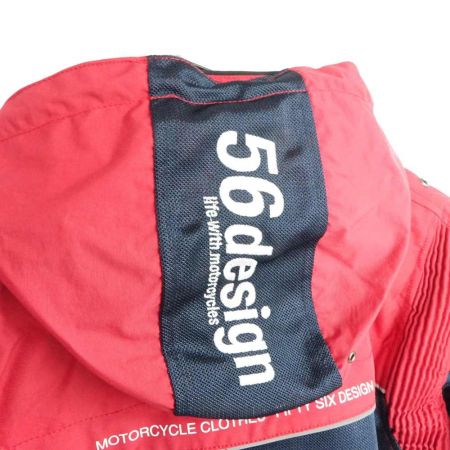  56design ライディングウェア　S-Line ハーフメッシュパーカーMD レッド x ネイビー 一部地域を除き送料無料