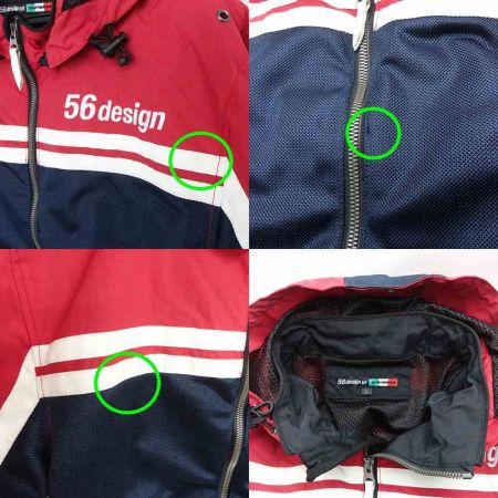  56design ライディングウェア　S-Line ハーフメッシュパーカーMD レッド x ネイビー 一部地域を除き送料無料