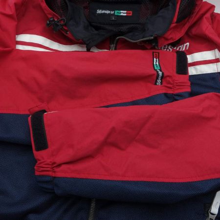  56design ライディングウェア　S-Line ハーフメッシュパーカーMD レッド x ネイビー 一部地域を除き送料無料