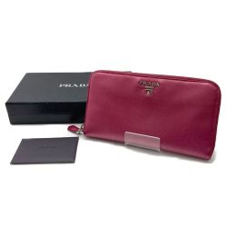 ◆◆ PRADA プラダ 長財布　ジップ渋い 1M0506 ピンク Bランク
