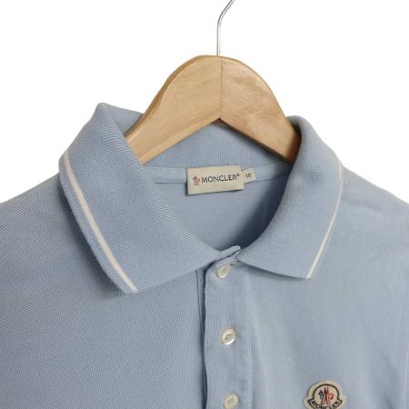  MONCLER モンクレール レディス　半袖ポロシャツ 116347 スカイブルー x ホワイト