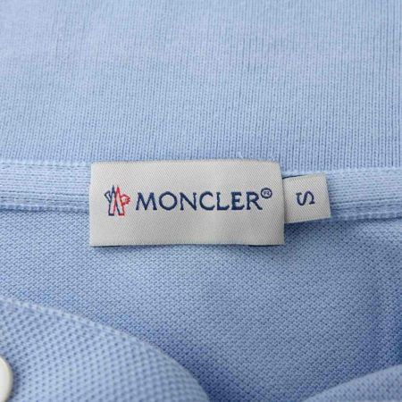  MONCLER モンクレール レディス　半袖ポロシャツ 116347 スカイブルー x ホワイト
