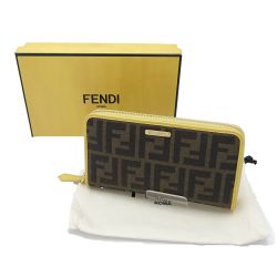 ◆◆ FENDI フェンディ ラウンドファスナー財布  ズッカ 8M0299 イエロー Bランク