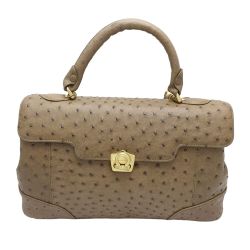 ◆◆  オーストリッチ　ハンドバッグ ブラウン Bランク