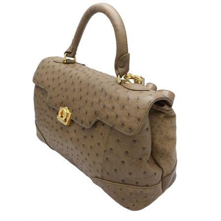   オーストリッチ　ハンドバッグ ブラウン