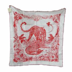 ◆◆ HERMES エルメス 大判スカーフ JUNGLE LOVE　ヒョウ アイボリー シルク100％ Aランク