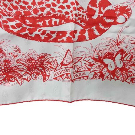  HERMES エルメス 大判スカーフ JUNGLE LOVE　ヒョウ アイボリー シルク100％