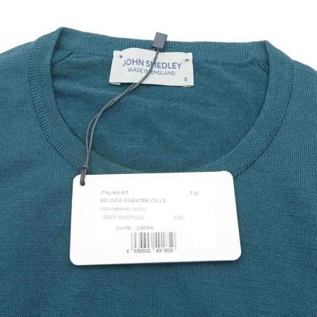  JOHN SMEDLEY ジョンスメドレー メリノウール クルー ネックセーター 　Sサイズ ディープエメラルド