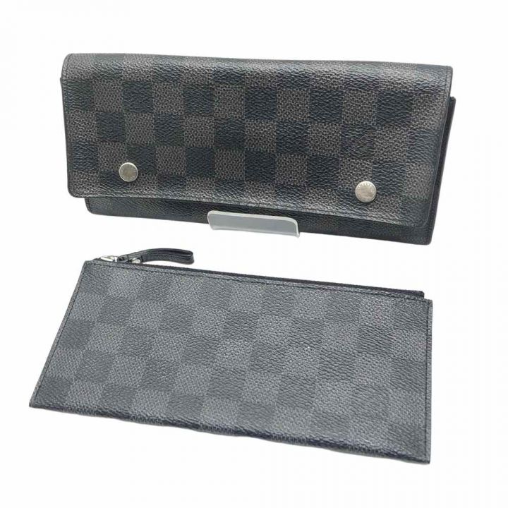 LOUIS VUITTON ルイヴィトン ダミエ ポルトフォイユ・ロン モデュラブル N63084 ブラック イニシャル付  ホック破損有｜中古｜なんでもリサイクルビッグバン