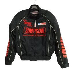 ◆◆ SIMPSON ライダージャケット　ナイロン　Mサイズ ブラック×レッド Cランク