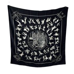 ◆◆ HERMES エルメス カレ スカーフ 88cm 演奏 ダンス f008 ブラック Bランク