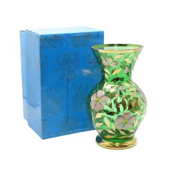 ◆◆  ボヘミアングラス　ハンドペイント　花瓶 高さ約23ｃｍ Bランク