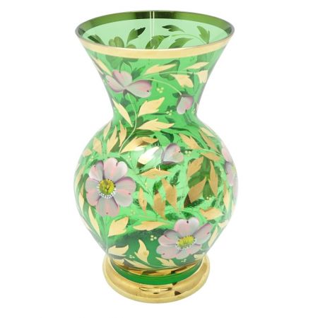   ボヘミアングラス　ハンドペイント　花瓶 高さ約23ｃｍ