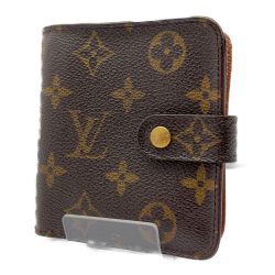 ◆◆ LOUIS VUITTON ルイヴィトン 2つ折り財布 モノグラム コンパクトジップ 劣化有  M61667 ブラウン Cランク