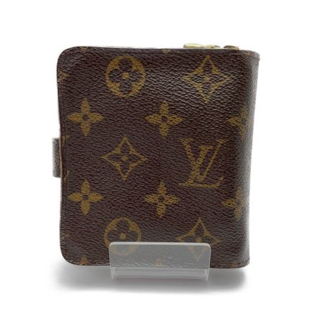  LOUIS VUITTON ルイヴィトン 2つ折り財布 モノグラム コンパクトジップ 劣化有  M61667 ブラウン