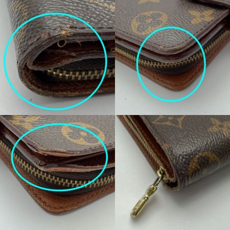  LOUIS VUITTON ルイヴィトン 2つ折り財布 モノグラム コンパクトジップ 劣化有  M61667 ブラウン