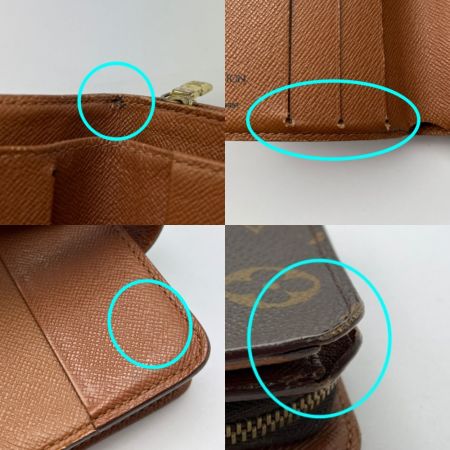  LOUIS VUITTON ルイヴィトン 2つ折り財布 モノグラム コンパクトジップ 劣化有  M61667 ブラウン