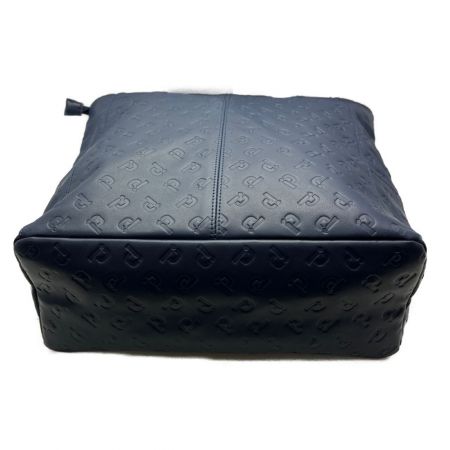  PICONE  トートバッグ　牛革  スクエア型 型押し 無地  ネイビー