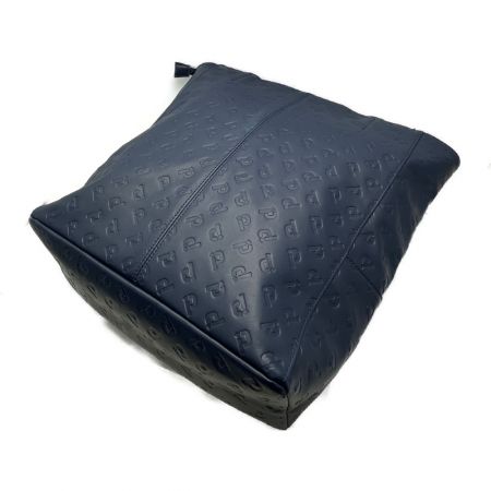  PICONE  トートバッグ　牛革  スクエア型 型押し 無地  ネイビー