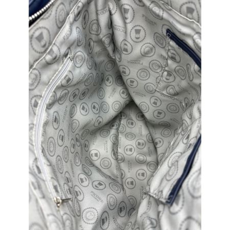  PICONE  トートバッグ　牛革  スクエア型 型押し 無地  ネイビー