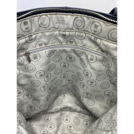  PICONE  トートバッグ　牛革  スクエア型 型押し 無地  ネイビー