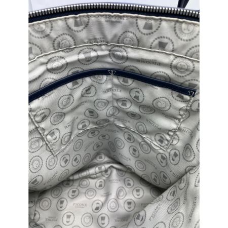  PICONE  トートバッグ　牛革  スクエア型 型押し 無地  ネイビー