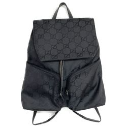 ◆◆ GUCCI グッチ リュック・デイパック ナイロン素材 GG 003-0238 002058 ブラック 紐に劣化あり。 Bランク