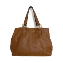 ◆◆ MIU MIU ハンドバッグ　角スレあり ブラウン Bランク