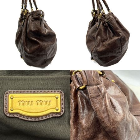  MIU MIU 2WAY　ショルダーバッグ　ハンドバッグ スレ有り ブラウン