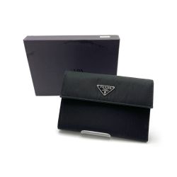 ◆◆ PRADA プラダ TESSUTO 三つ折り財布　ギャランティカード付 M510 ブラック（NERO) Bランク
