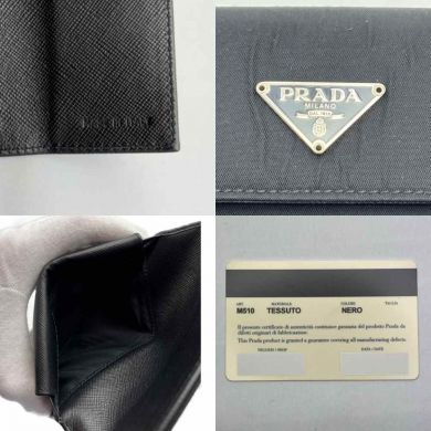 希少☆PRADA 水色×ブラック 三つ折り財布☆M510☆ナイロン×レザー PRADA プラダ ナイロン レザー 3つ折り財布 M510 ブラック